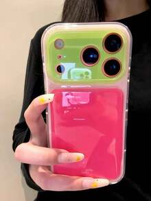 Premium Korean Summer Dopamine Jelly Color-Block Zuo Li Compatible With IPhone 17promax Phone Case Apple 16 New 15Pro Women 16pm Simple Personalized 17 All-Inclusive Pro Anti-Fall - Hot Pink - View 2