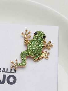 1 pieza Broche de rana con strass personalizado y creativo, adecuado para fiestas, uso en vacaciones, también adecuado como regalo para amigos - Verde - Ver 3