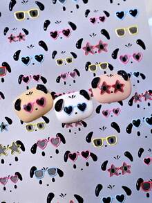 1pc Cute Wearing Heart Fashion Glasses Puppy Nail Stickers,5D Cartoon Laser Glasses With Pentagram Eyeglass Frame Self Adhesive Nail Art Decals, Kawaii Summer Lovely Nail Decor For Daily Manicure - Multicolor - View 6