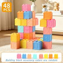 Soft Rubber Building Blocks For Infants, Educational And Cognitive Toys For Early Learning, Stacking And Building, Designed For Grasping Training, Chewable Soft Rubber Toys, Suitable For Baby, Promoting Cognitive Development, Birthday/Halloween Gift - Multicolor - View 14