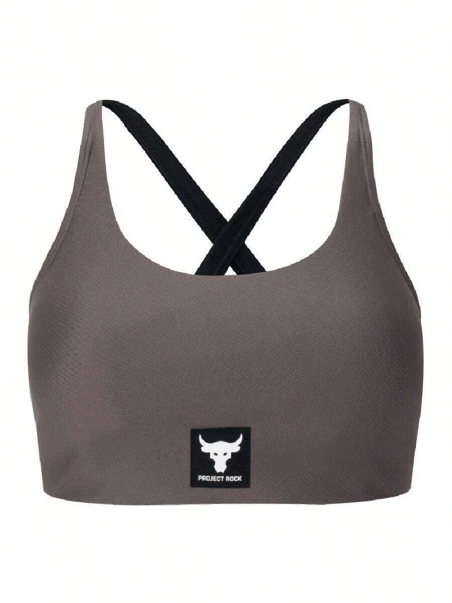 Under Armour Women's Sports Bra Pjt Rck All Train Crsbck Bra-BRN 2026 Summer New Cross Strap Fitness Bra 1380181-176 - Brown - View 1