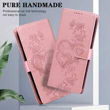 GLANDOTU Funda de teléfono de cuero PU con relieve, diseño de billetera con ranura para tarjeta, apta para múltiples marcas y modelos de teléfono, impermeable, a prueba de golpes, a prueba de caídas, a prueba de arañazos, protección de cobertura completa - Rosa - Ver 1