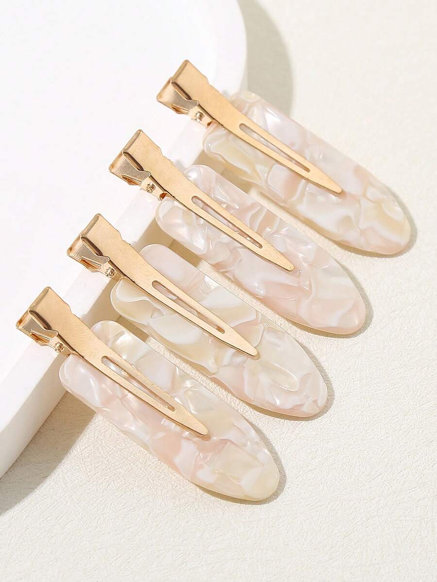 4件組柔和漸層醋酸纖維女用髮夾,適合通勤、約會、化妝,百搭溫柔優雅髮飾 - 彩色 - 查看 1