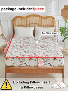 1 pieza Sábana ajustable con estampado floral, protector de colchón de estilo campestre sencillo y fresco de poliéster, suave y transpirable, lavable a máquina, bolsillo profundo, adecuado para todas las estaciones - Multicolor - Ver 4