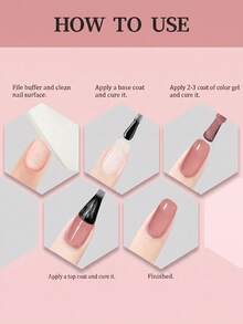 Hassleless 1pc 0.5oz (15ml) Translucent Nude Pink Gel Nail Polish - Use LED Nail Gel, Create Long-Lasting Nails In Minutes, Suitable For All Seasons - Multicolor - View 7
