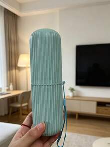 便攜式旅行牙刷牙膏收納盒附掛繩，露營、出差與居家使用牙刷收納架，多功能便攜旅行盥洗用品收納杯，旅行必備配件與浴室用品，居家日常使用牙刷牙膏一體式收納杯，開學必備 - 查看 14