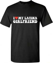 I Love My Latina Girlfriend Funny Relationship Humor Tee |   Bold Attitude Funny T Shirts Designed As Expressive Graphic Teescrew Neck Tee,Women Casua - Black - View 4