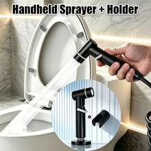 Gun Black Pressurized Handheld Bidet Sprayer With Fixed Bracket, Pressurized Water Flow, Matching Fixed Bracket For Convenient Storage, Flexible Water Flow Control, Easy Installation, Multi-Scenario Use For Toilet Cleaning, Feminine Wash, Floor Rinsing, Pet Bathing Px - Black - View 11