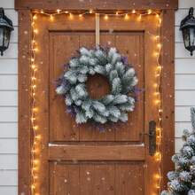 1PC Christmas Wreath Holiday Decoration Artificial Cedar Wreath Christmas Decor - White-purple - View 6