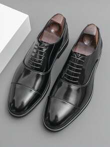 Men's Business Thick Sole Formal Loafers, PU Leather Shoes For Daily Wear And Parties - Black - View 1