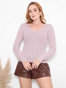 Women's Blouse Simple Casual Wool-Like Fabric Unused V-Neck Blouse Office Home Street Travel Bachelorette Party Garden Beach Night 2025 - 乾枯玫瑰色 - 查看 6