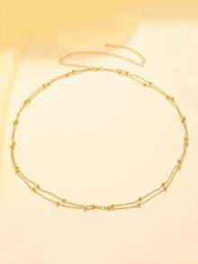 2pcs Multi-Layer Round Disc Gold Waist Chain, Sparkling Gold Body Accessory, Minimalist Bikini Waist Decor, Suitable For Women's Vacation Beach Wear - Gold - View 8