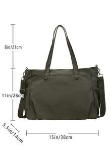 Tas Selempang Fashion Kapasitas Besar, Ringan, Dapat Dilipat, Banyak Kantong, Penutup Resleting, Tali Bahu yang Dapat Diatur - Olive Green - View 4