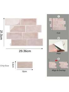 1/10/20pcs Waterproof Brick Texture Wall Panels, DIY Tile, Removable Self-Adhesive Wall Tile Stickers, Suitable For Kitchen Bathroom Backsplash And Holiday Decor - Pink Irregular Faux Ceramic Wall Sticker - View 2
