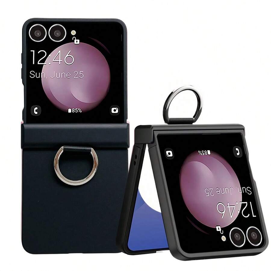 1pc Candy Color Ring Holder Phone Case Compatible With Samsung Galaxy Z Flip8 7 7FE 6 5 4 3 5G
