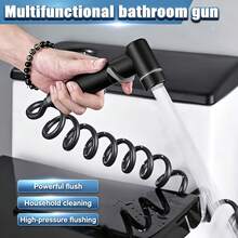 Gun Black Pressurized Handheld Bidet Sprayer With Fixed Bracket, Pressurized Water Flow, Matching Fixed Bracket For Convenient Storage, Flexible Water Flow Control, Easy Installation, Multi-Scenario Use For Toilet Cleaning, Feminine Wash, Floor Rinsing, Pet Bathing Px - Black - View 5