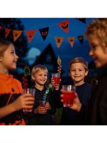 2pcs/Set Shiny Halloween Theme Straws, Made Of Durable And Reusable PET Material, Designed With Bat, Skull, Pumpkin And Witch Spider Patterns. Perfect For Birthday Parties And Spooky Halloween Party Gifts. - Multicolor - View 8