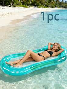1 pieza Cama flotante inflable, Silla de piscina inflable premium, Diseño minimalista transparente, Color degradado de gelatina, Con reposacabezas, Material PVC duradero. Adecuado para piscina, playa, vacaciones en la , fiesta en el agua y recreación acuática para adultos. - Varios estilos - Ver 16