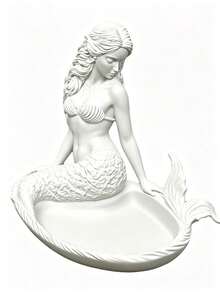 1pc Mermaid Jewelry Tray, Decorative Storage, Desktop Organizer, Mermaid Sculpture, Shell-Shaped Dish, Suitable For Rings, Necklaces, Jewelry Storage, Holiday Decoration, Decorative Ornament, Home Decor, Dorm Storage, Back To School, Halloween, Christmas - Multicolor - View 10