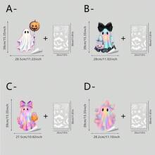 1/4pcs Halloween Cute Ghost Static Window Clings Bow Bats Reusable Double Sided Glass Stickers For Halloween Holiday Party Home Decoration - Ghost Window Stickers - View 3