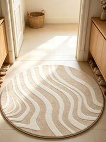 1pc Light Brown Striped Plush Rug, Autumn/Winter Thickened Decorative Carpet, Bedroom Decor, Small Rug, Home Decor, Living Room Carpet, Bedroom Carpet, Living Room Home Decor, Outdoor Rug - Multicolor - View 3
