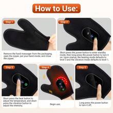 Hailicare Heated Gloves, Hand Vibration Massager, 3-Level Heat & Red Light Therapy, 2000mAh Rechargeable Hand Warmer, Suitable For Wrist, Finger Joints, Muscle Tension And Fatigue Relief, Full Coverage Relaxation, Perfect Gift - View 9