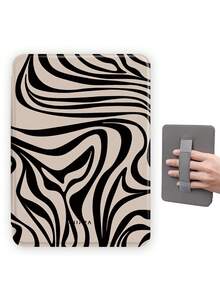 斑馬條紋保護殼 適用 7/6.8/6 吋 Kindle Paperwhite (第 12/11/10/7/6/5 代 - 2024) | Kindle Colorsoft Signature Edition 電子閱讀器配件，可愛極簡風保護殼附手提帶，適合送給同事與朋友的禮物 - 彩色 - 查看 2