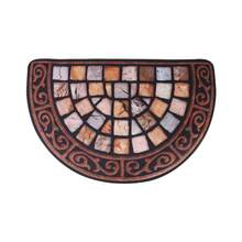 H&R Outdoor Door Mat Slate Effect Half Moon Mat With Anti-Slip Rubber Backing - Brown - View 7