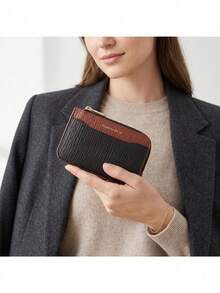 Pomelo Best Color Block Leather Zipper Card Holder Multi Card Slots Slim Mini Wallet For Women,Wallets For Women - Multicolor - View 4