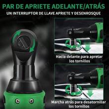 Matraca De Impacto Eléctricas, 20V Pistolas Llave De Impacto Inalámbricas De 3/8 Pulgadas, Llave de Impacto Con 2.0Ah Batería, 65N.m Y 7 Enchufes y Bolsa de Herramientas - Verde - Ver 6