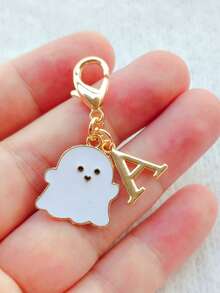 1PC Zinc Alloy Ghost Pendant And Letter Marked Keychain Charm, Bag, Backpack, Wallet, File Bag, Car Key Accessory Pendant, Holiday Party Gift, Birthday Gift, Mother's Day/Father's Day Gift, Back To School/Graduation Season Gift, Halloween Gift, Creative Handmade Keychain - Multicolor - View 6