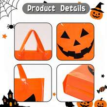 5pcs Halloween Gift Bags, Halloween Pumpkin Face Tote Bags, Halloween Party Decoration Gift Bags, Halloween Candy Bags, Halloween Decorations, Halloween Party Supplies, Halloween Store Shopping Bags, Durable Plastic Bags, Halloween Storage - Multicolor - View 6