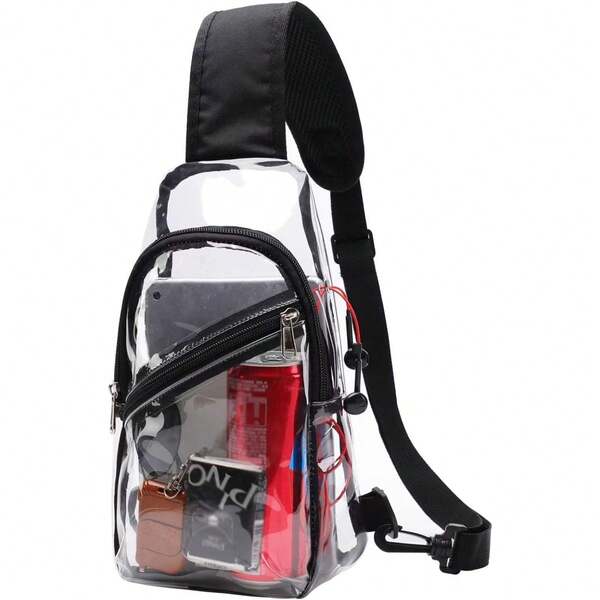 Waterproof PVC Transparent Crossbody Chest Sling Bag, Fashion Clear Small Shoulder Purse For Men Women Travel Daily Outdoor