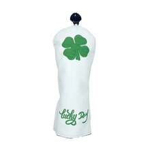 Lucky Four-Leaf Clover Embroidered Golf Club Head Cover, Embroidered Golf Protector/Thick Padded/Universal Standard Size/Adjustable, Golf Accessories - White - View 7