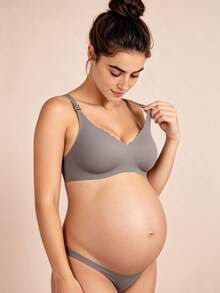 Hart & Haze 1pc Maternity Nursing Bra, Breathable Postpartum Feeding Bra, Comfortable Push-Up Anti-Sagging One-Piece Bralette - Brown - View 4