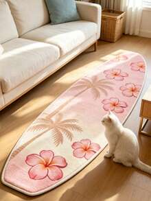 1pc Surfboard Shaped Geometric Striped Rug, Bedroom Bedside Faux Cashmere Mat, Decorative Rug, Bedroom Decor, Small Rug, Carpet, Home Decor, Living Room Rug, Living Room Small Rug, Bedroom Rug, Living Room Home Decor, Outdoor Rug, Washable Rug - Multicolor 12 - View 3