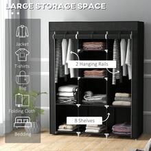 Fabric Wardrobe, With Rails And Shelves - Black - T0001-01-3163 - View 9