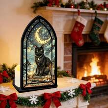1pc Gothic Painted Bookend With Gemstone Tones And Black Cat Moon Crystal Ball - Suitable For Tarot Cards, Library Bookshelf Decoration, Fantasy Book Corner Sign, Applicable For Office, Library, Decorative Purposes, 2D Flat Design - A - View 6