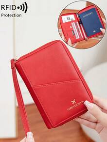 FOREVER MIYIN 1 Pc RFID Blocking Zipper Passport Holder With Wrist Strap, Multi Slot Travel Document Wallet For Flight Vacation Daily Carry Unisex - Multicolor - View 18