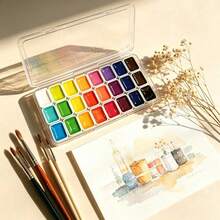 Juego de acuarelas, 24 colores, pinturas de acuarela sólidas, adecuadas para pintura de caligrafía, arte de uñas, manualidades DIY - Multicolor - Ver 4