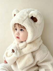 Children's One Size Hat And Scarf Set, Cute Plush Thickened Hat And Neck Warmer, Autumn/Winter Style, Suitable For Boys And Girls - Multicolor - View 5
