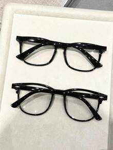 1/2 Pairs Plastic Multicolor Geometric Full Frame Modern Minimalist Style Women's Transparent Glasses, Suitable For Holiday Gifts, Daily Life, Date Out - Transparent - View 3