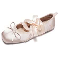 Lace-Up Ballet Flats With Bow, Soft Style, Women's Mary Jane Shoes With Square Toe And Low Heel, Spring Flats - Grey - View 8