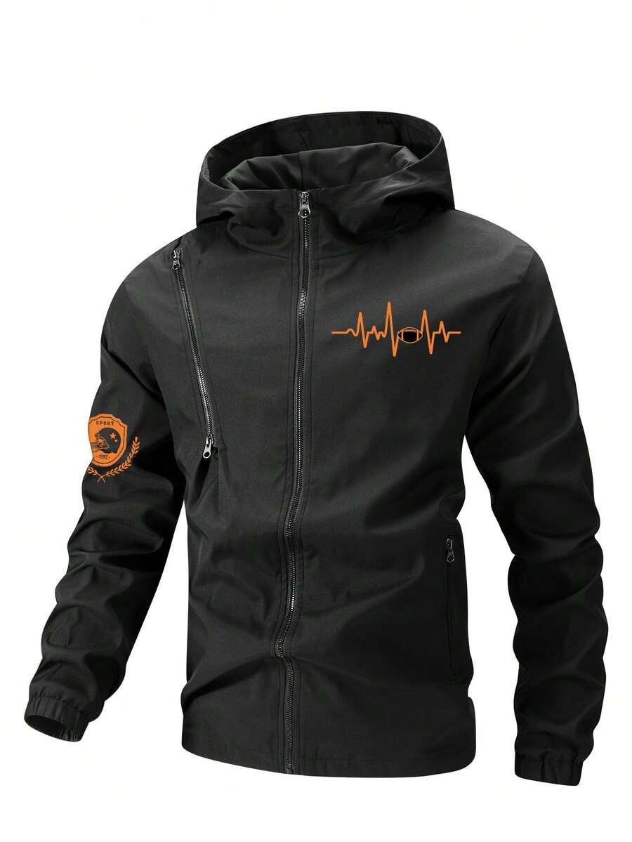 Men's Lightweight Hooded Printed Jacket