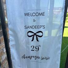 1pc Personalized Linen Texture Wedding Seating Chart, Large Directional Banner And Table Map, Custom Wedding Reception Welcome Poster, Elegant Floral Decoration - Multicolor - View 3