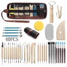 40件套陶藝與陶瓷雕刻工具組，專業雕塑套件附收納盒與可調節腕帶，適用於黏土建模、DIY手工藝與手工藝術用品 - 陶藝工具40件套裝 - 查看 6