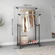 Heavy Duty Metal Dual Rail Clothes Garment Hanging Rack Shelf Display Stand UK - Black - View 2