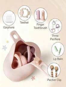 Star-Shaped Pacifier Storage Bag, Dust-Proof Silicone Material, Compact And Portable, With Hanging Rope, Can Hang And Store Earphones, Keys, Coins - Multicolor - View 8