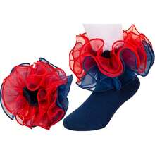 Halloween Women Big Ruffle Socks Double Lace Turn Cuff,Breathable Cotton Frilly Cute Dress Sock Girls Women,K407 - Green - View 5