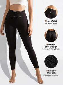 Suprenx Legging Pembentuk Tubuh Tanpa Jahitan untuk Wanita, Celana Kompresi Pinggang Tinggi Pengontrol Perut dan Pengangkat Bokong, Hitam - Hitam - View 3